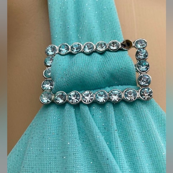 Y2K Turquoise Mermaidcore Glittery Ruffle Prom Dress - Picture 5 of 8